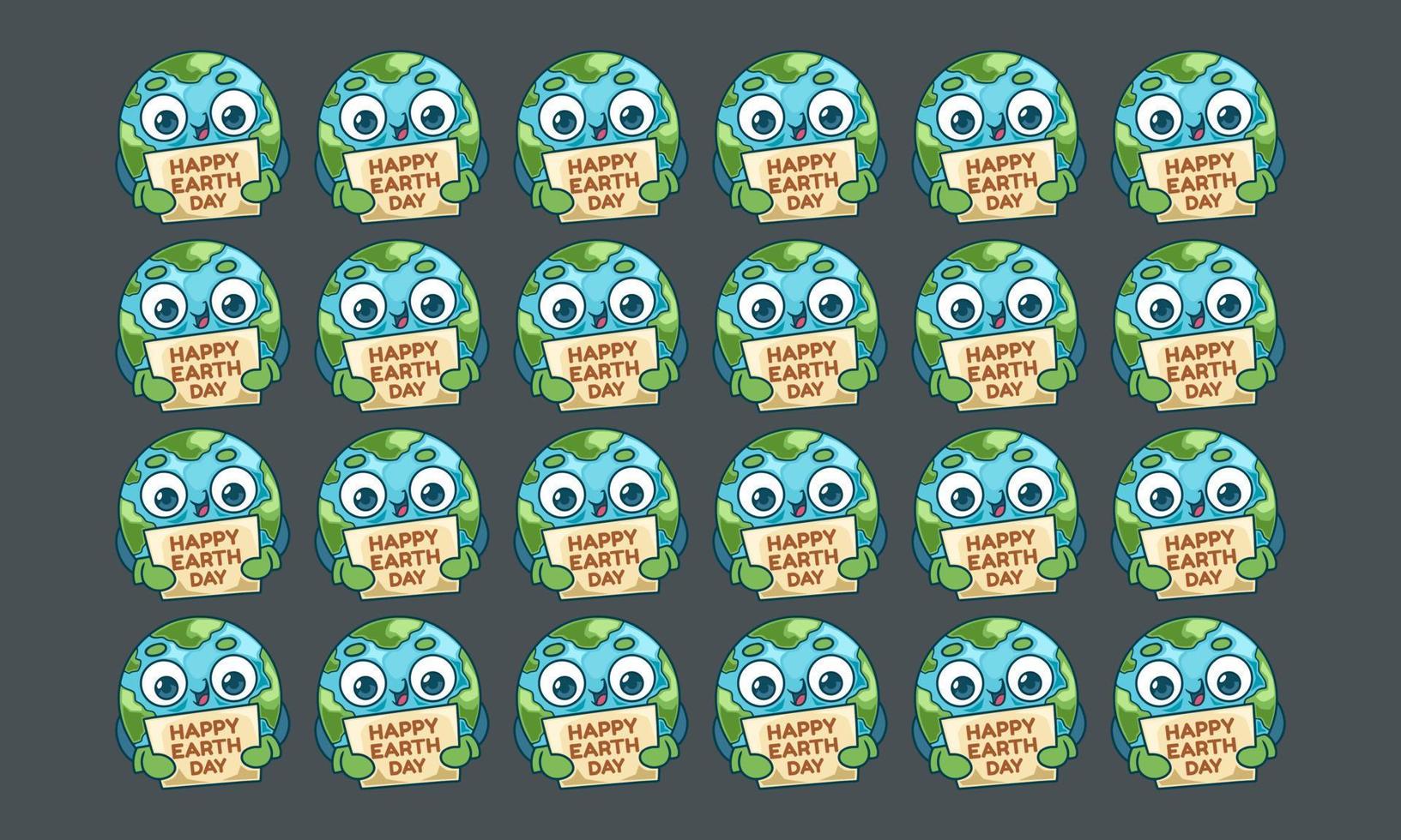 happy earth day label vector flat design set