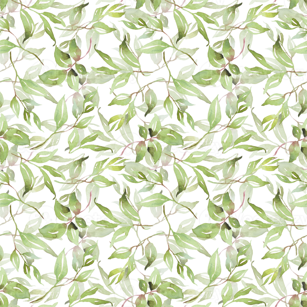 grön löv sömlös mönster. vattenfärg illustration png