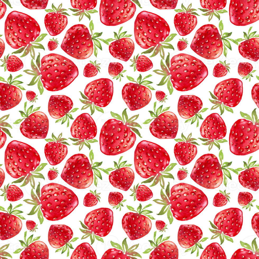 Strawberry seamless pattern. Hand-painted illustration png