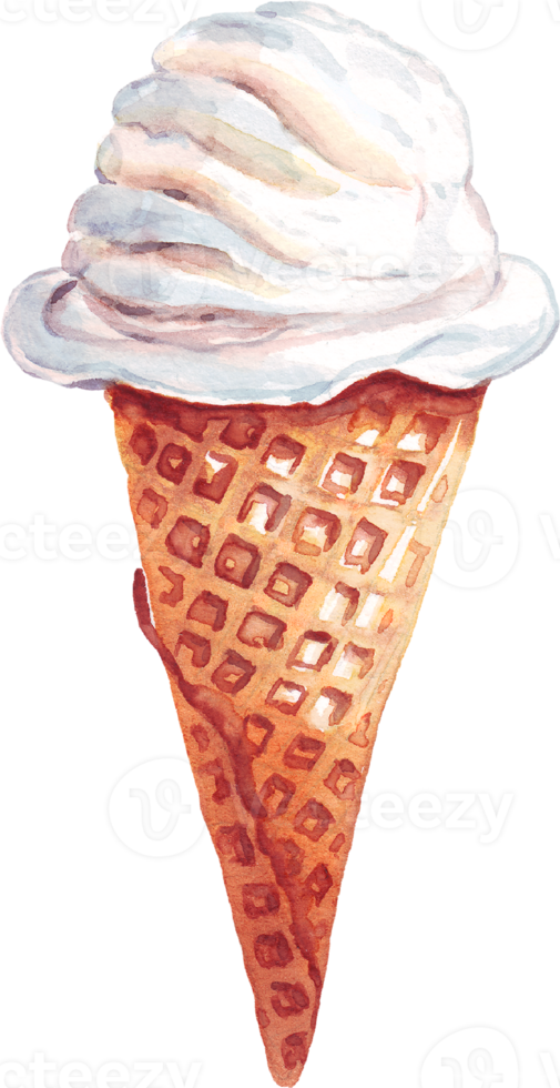 Ice cream. Watercolor clipart png