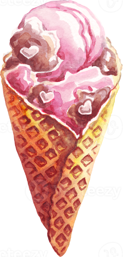 Ice cream. Watercolor clipart png