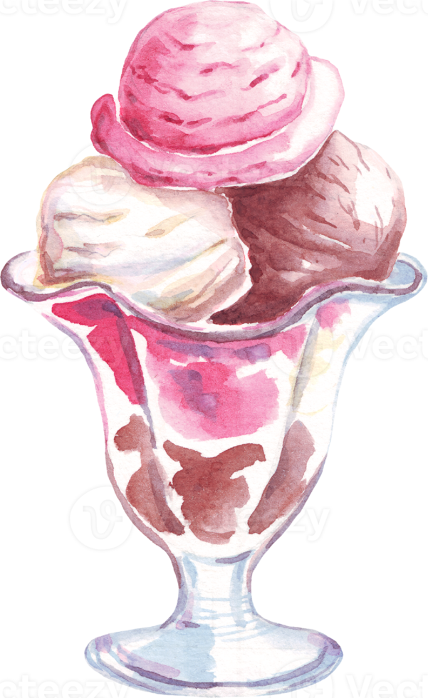 Ice cream. Watercolor clipart png