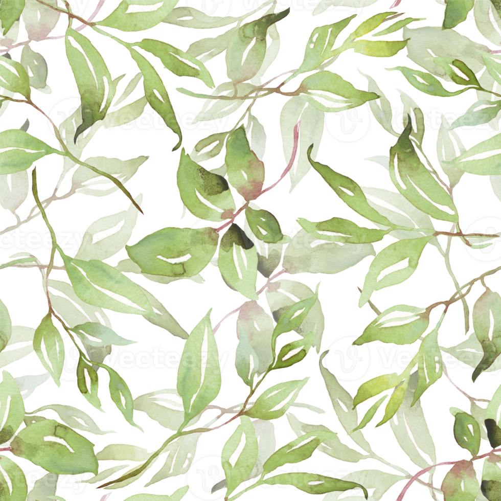 verde hojas sin costura patrones. acuarela ilustración png