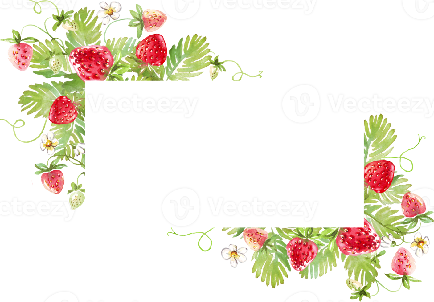 Strawberry frame. Watercolor clipart png