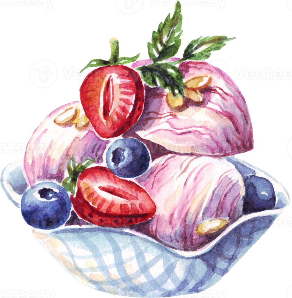 Ice cream. Watercolor clipart png