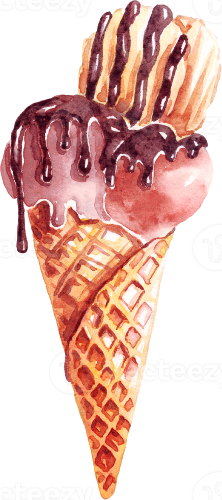 Ice cream. Watercolor clipart png