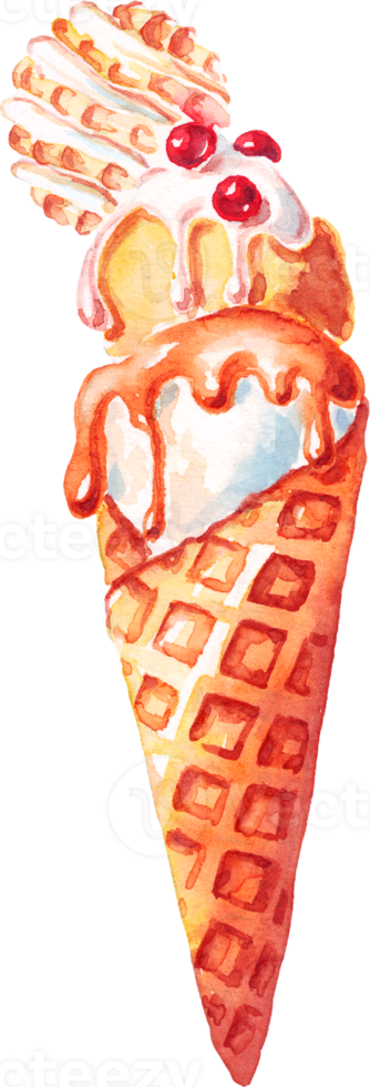 Ice cream. Watercolor clipart png