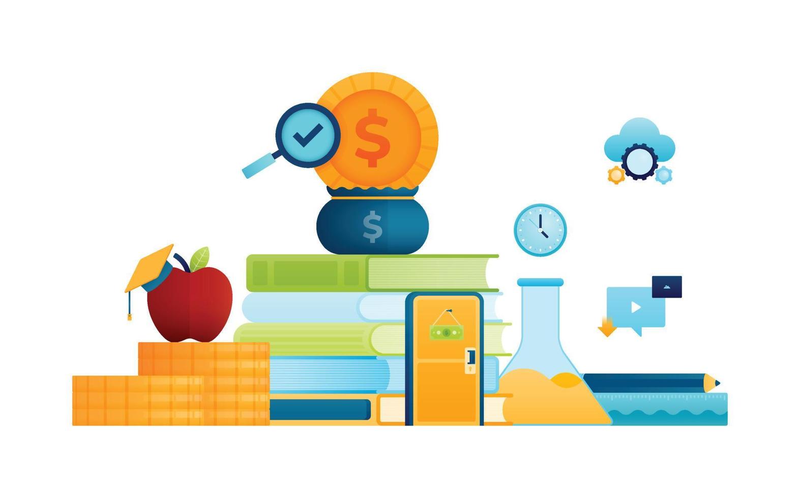 illustration of opening door to educational opportunities with merit based scholarships supports vector