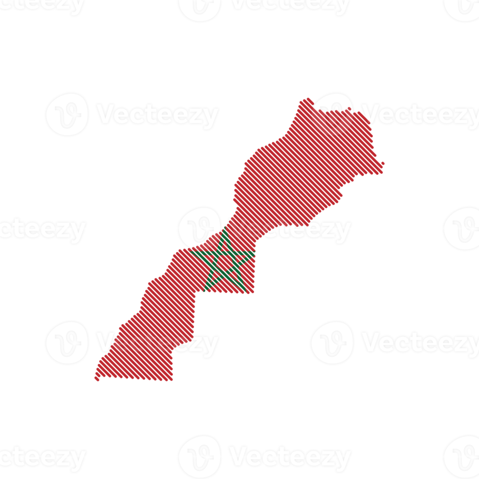 Morocco country map and flag with grid line shape sample design-line png