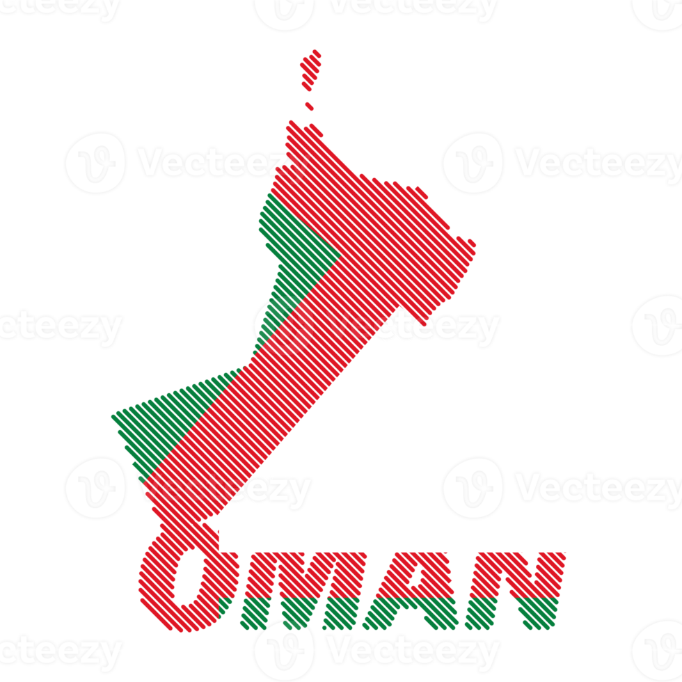 Oman country map and flag with grid line shape sample design-line png