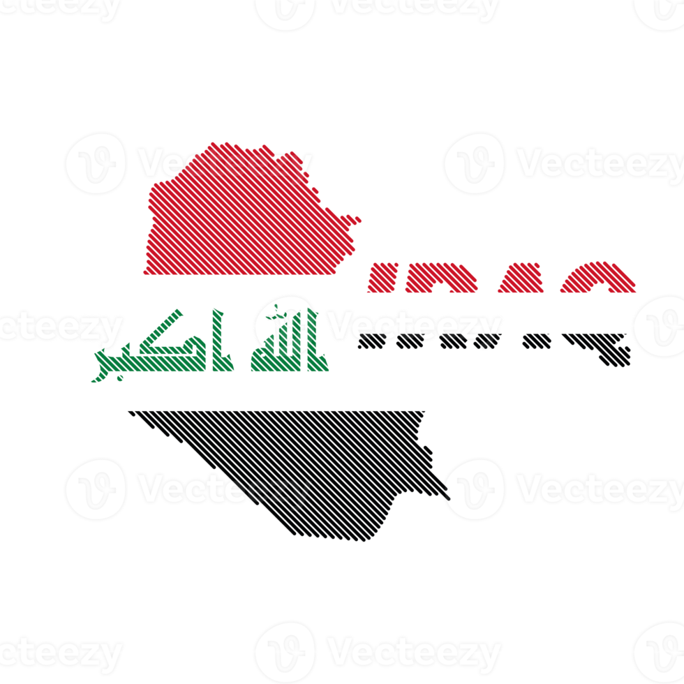 Iraq country map and flag with grid line shape sample design-line png