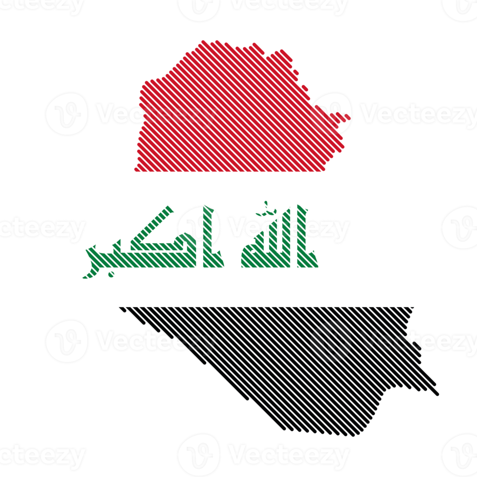 Iraq country map and flag with grid line shape sample design-line png
