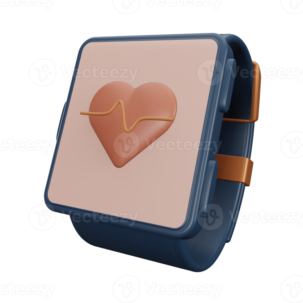3d Smartwatch mit Herzschlag Symbol png