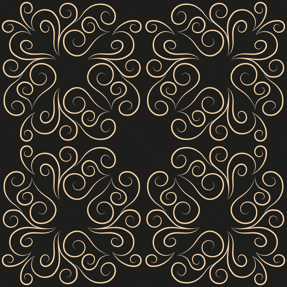 Seamless pattern, golden linear pattern, monogram on a dark background. Design for banner, leaflet, print, poster, wallpaper, fabric. Abstract geometry. vector