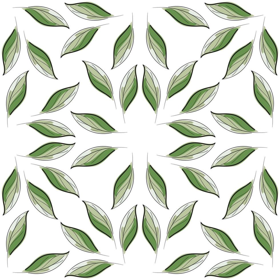 moderno sin costura floral patrón, dibujado a mano verde hojas en un blanco antecedentes. un elegante modelo para de moda huellas dactilares. vector