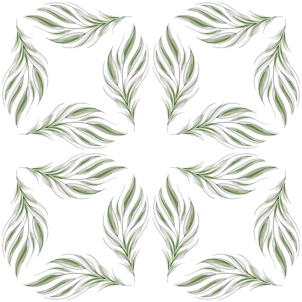 Modern seamless floral pattern, hand-painted green leaves on a white background. An elegant template for fashionable prints, printing, website design. vector