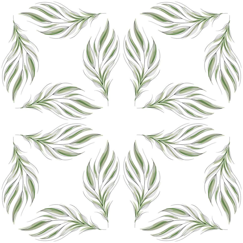 Modern seamless floral pattern, hand-painted green leaves on a white background. An elegant template for fashionable prints, printing, website design. vector