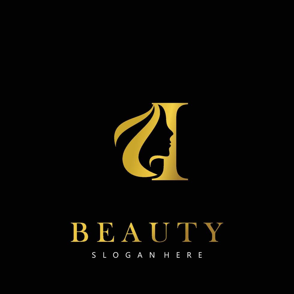 letra yo elegancia lujo belleza oro color De las mujeres Moda logo vector