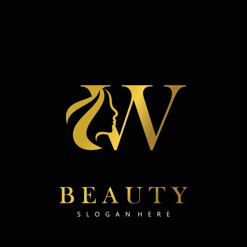 Letter W Elegance Luxury Beauty gold color women's fashion logo vector