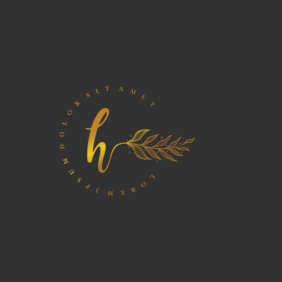 letter H logo floral handwriting logo design. logo for women beauty salon massage cosmetic or spa brand vector