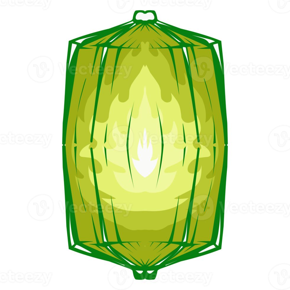 Illustration of a green lantern with a yellow flame on the theme of Ramadan, Eid alFitr and Eid