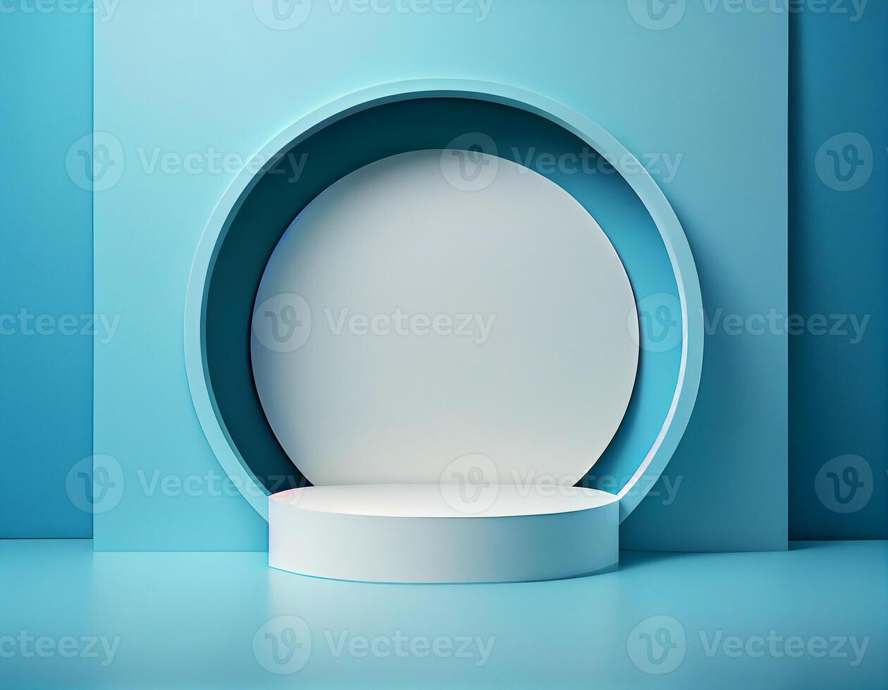 Abstract 3d podium for product presentation with geometric shapes, Empty round podium,Platforms for product presentation with shadows and light background. photo