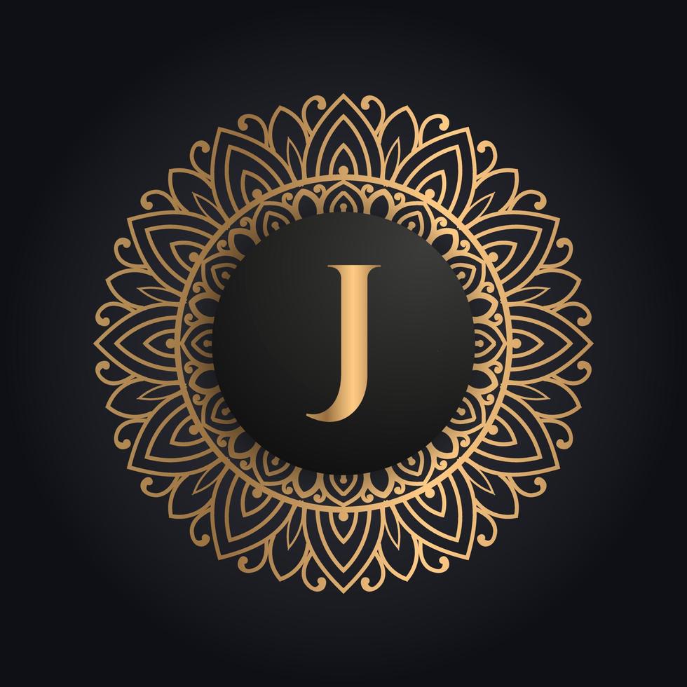 prima letra j logo icono diseño. lujo joyería marco joya borde logotipo belleza, moda, spa icono logo diseño vector