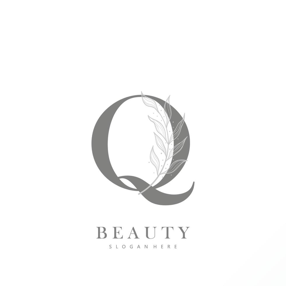 letter Q logo floral logo design. logo for women beauty salon massage cosmetic or spa brand vector