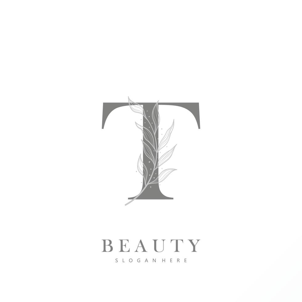 letra t logo floral logo diseño. logo para mujer belleza salón masaje cosmético o spa marca vector