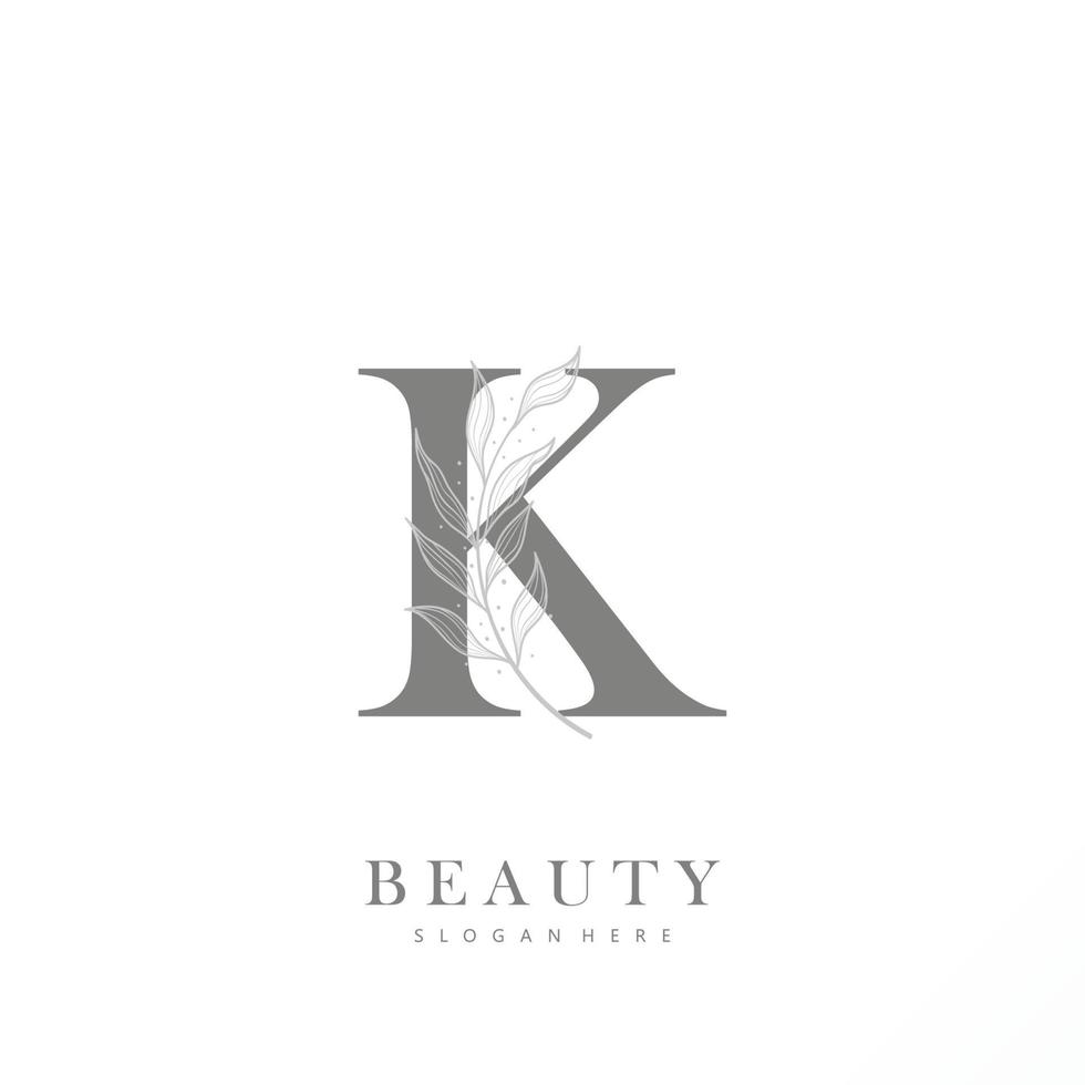 letter K logo floral logo design. logo for women beauty salon massage cosmetic or spa brand vector