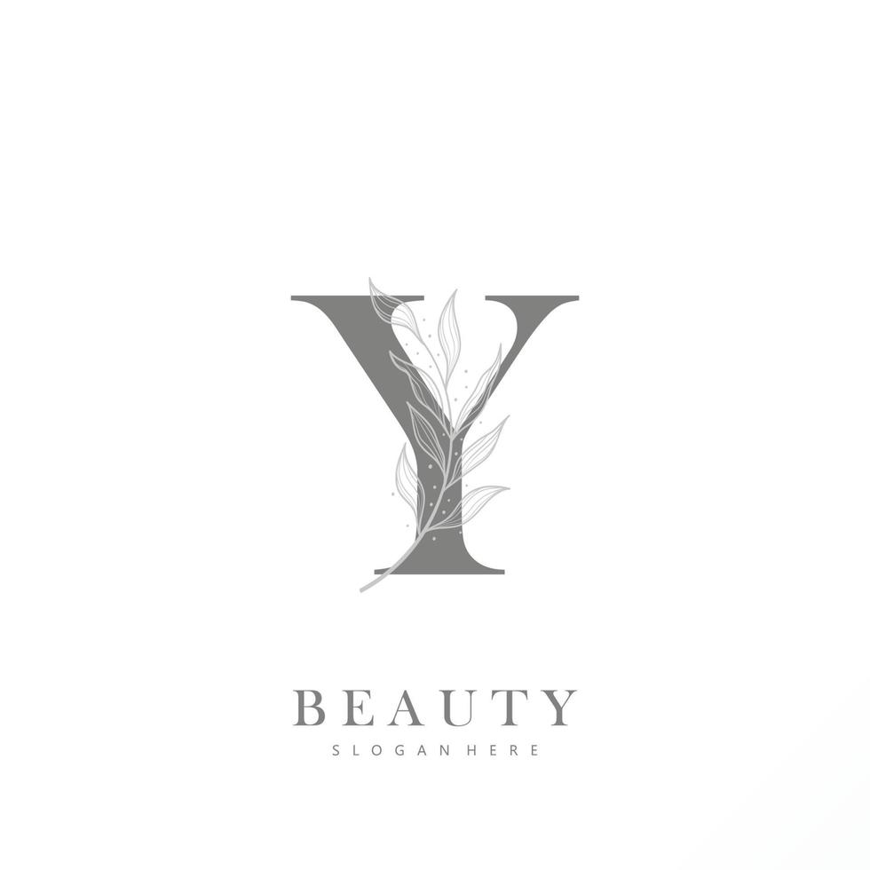 letra y logo floral logo diseño. logo para mujer belleza salón masaje cosmético o spa marca vector
