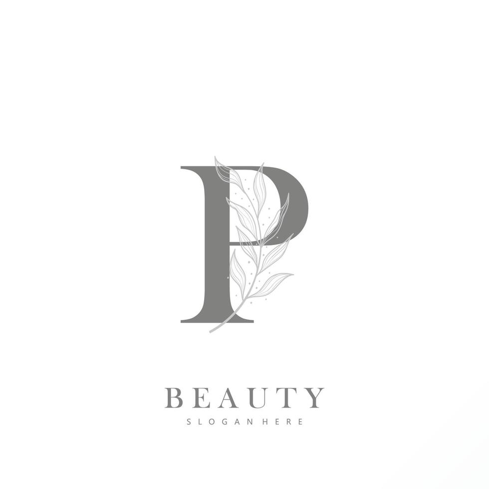letter P logo floral logo design. logo for women beauty salon massage cosmetic or spa brand vector