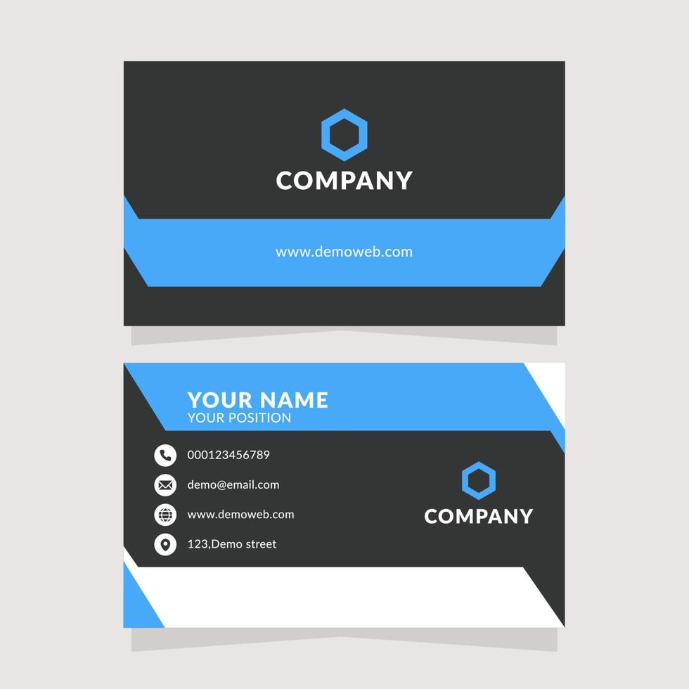 Blue, black and white color business card template vector