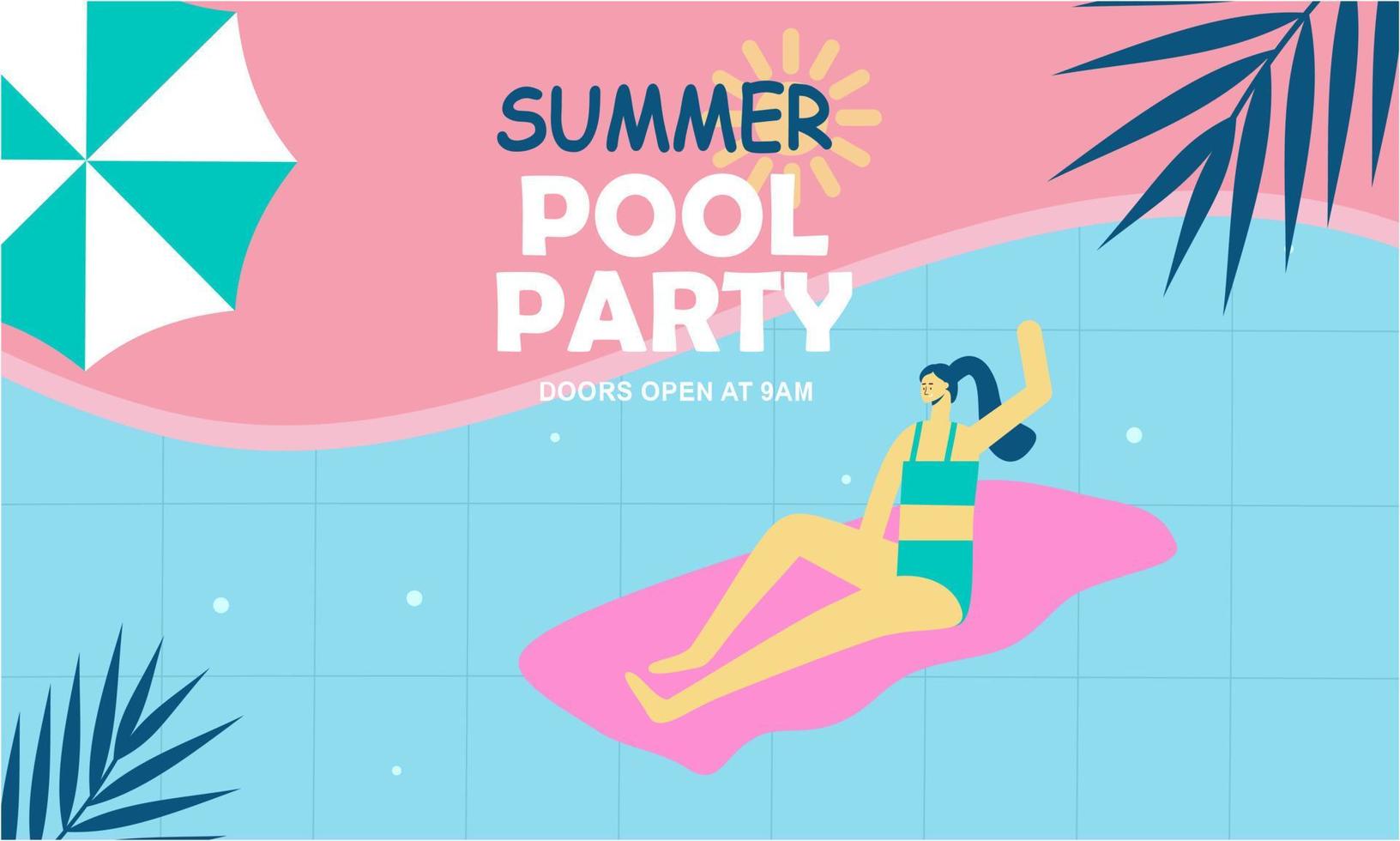 Summer pool party invitation illustration vector