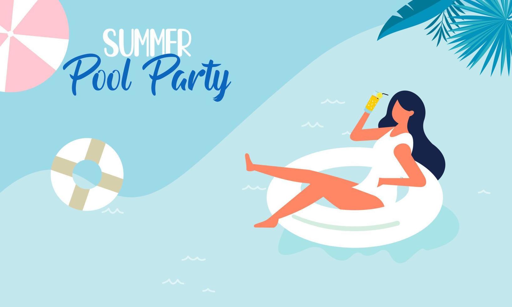 Summer pool party invitation illustration vector