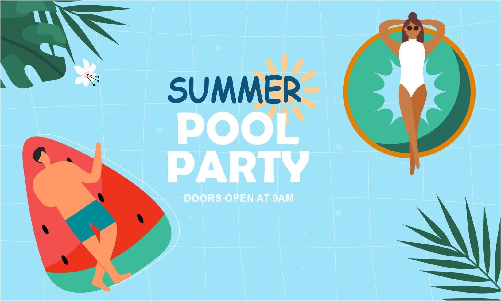 Summer pool party invitation illustration vector