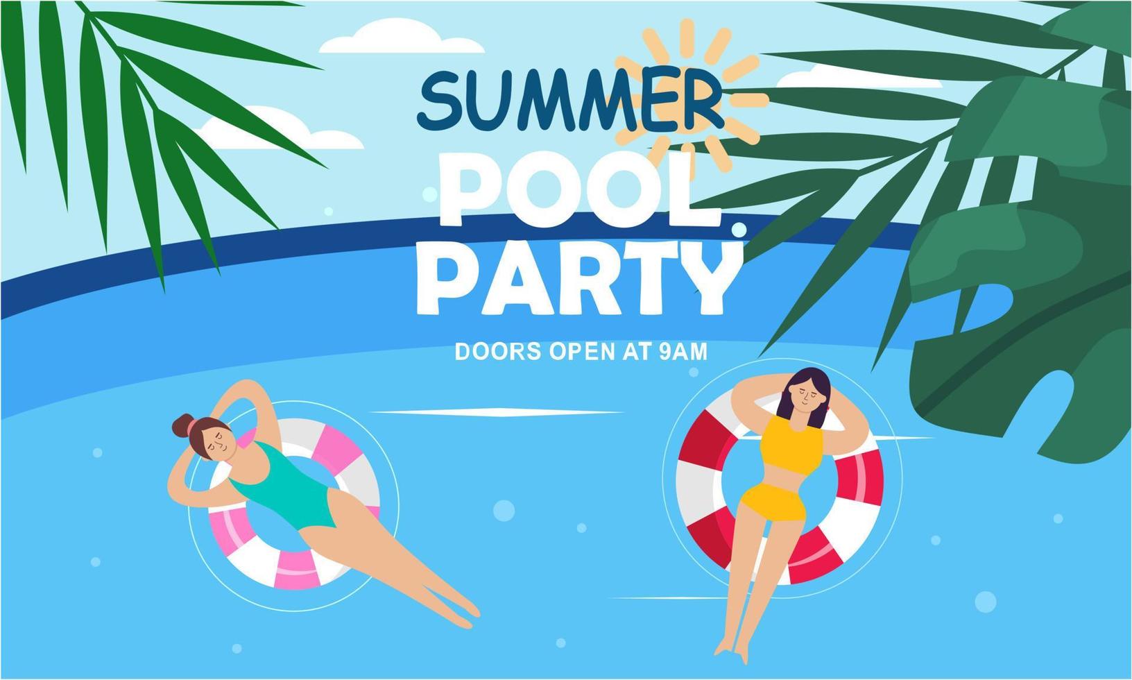 Summer pool party invitation illustration vector