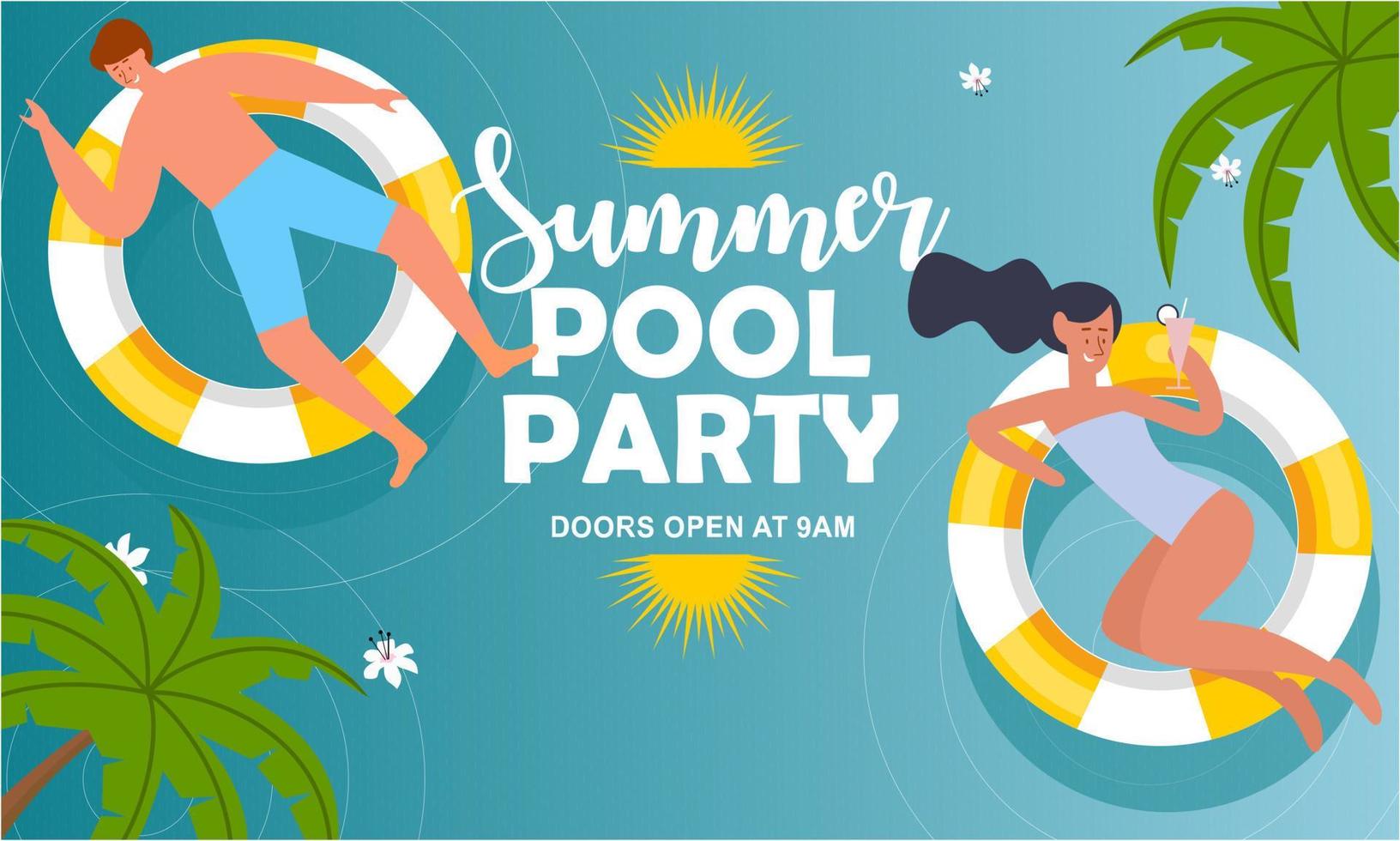 Summer pool party invitation illustration vector