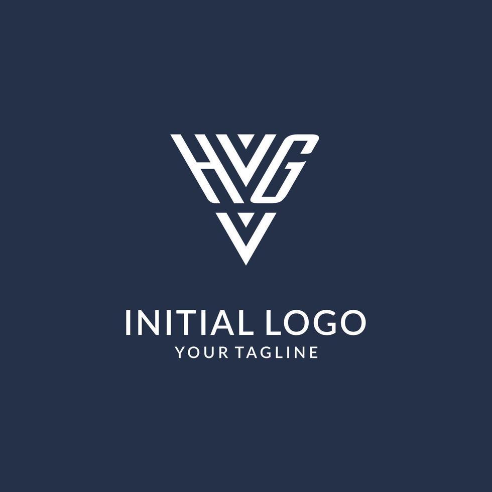 HG triangle monogram logo design ideas, creative initial letter logo with triangular shape logo vector