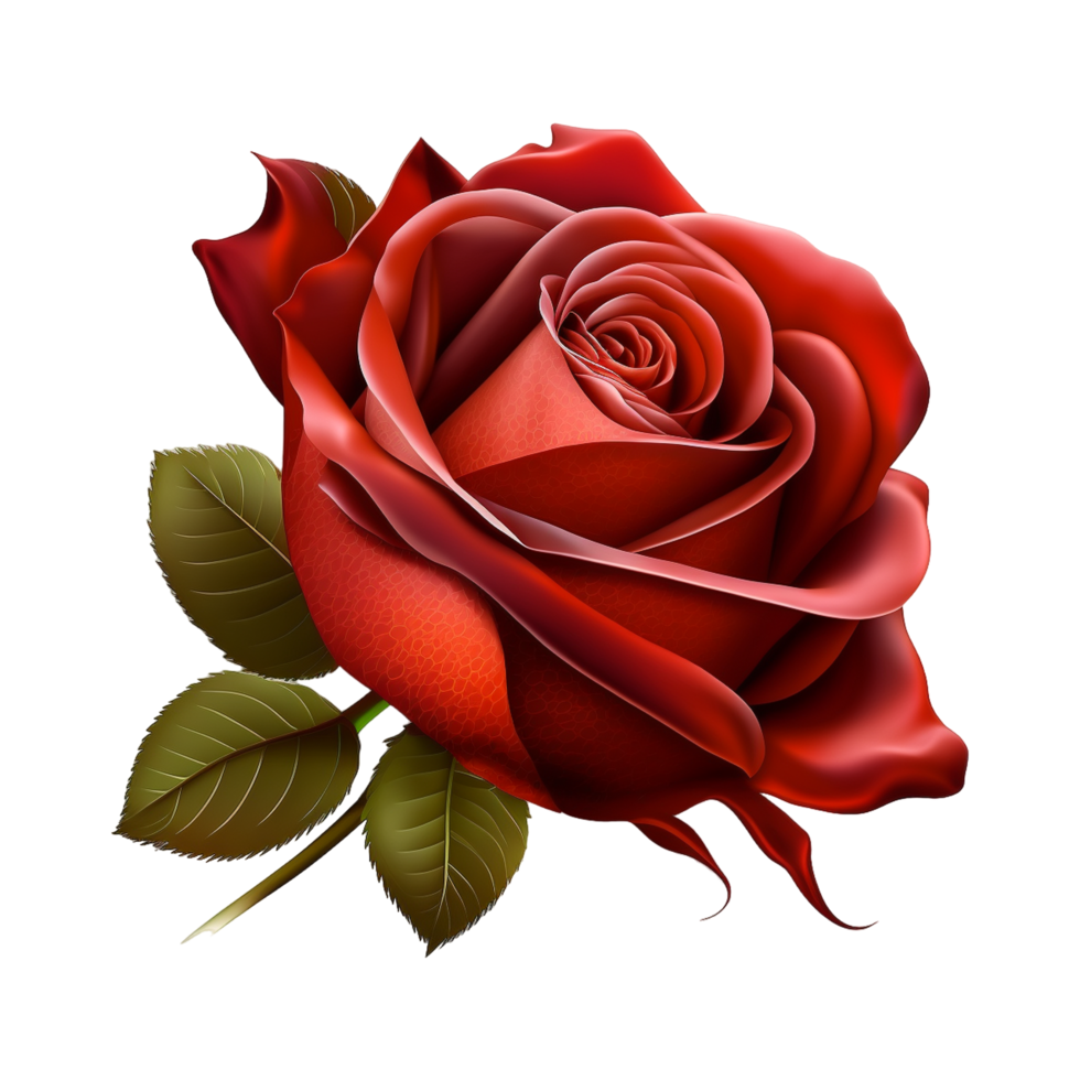 hermoso el naturaleza rojo Rosa flor con verde hojas png