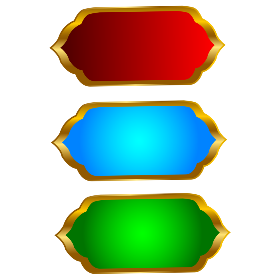 conjunto de marco de título de banner islámico árabe dorado de lujo png fondo transparente cuadro de texto dorado imágenes de diseño vectorial