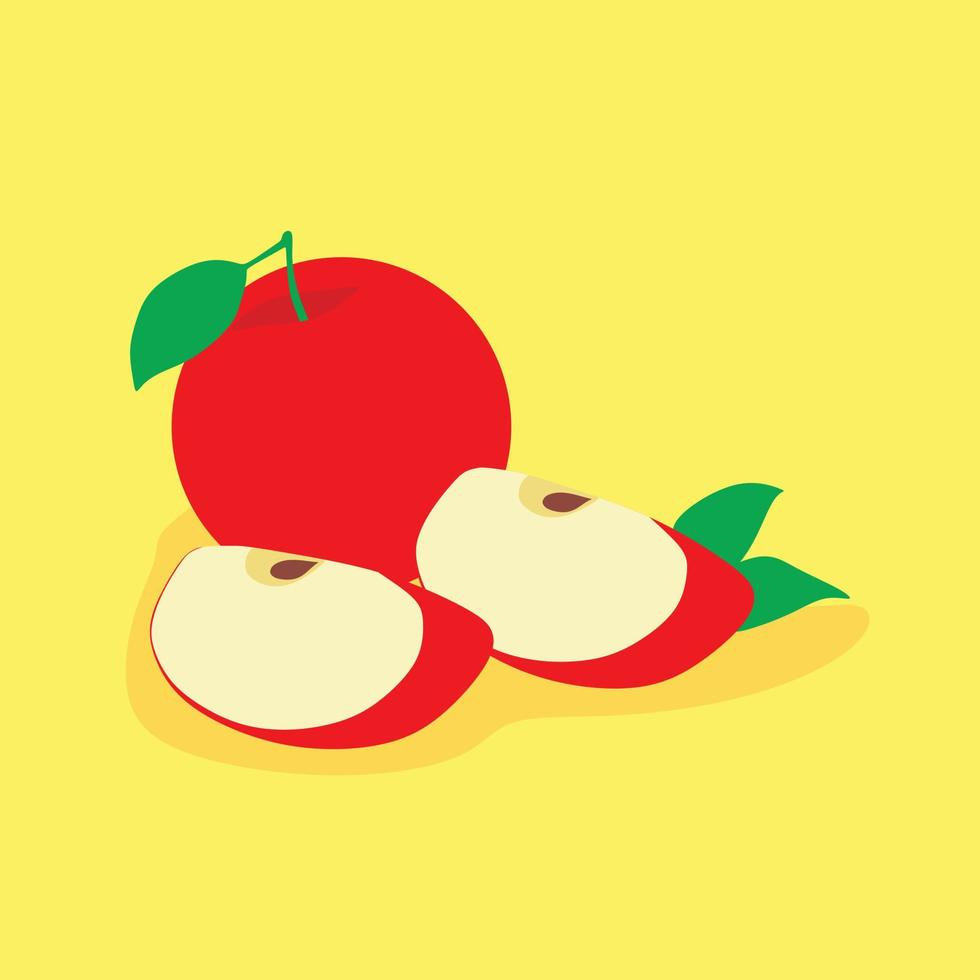 un ilustración de dos manzanas con el palabra manzana en el fondo manzana vector icono vector Arte