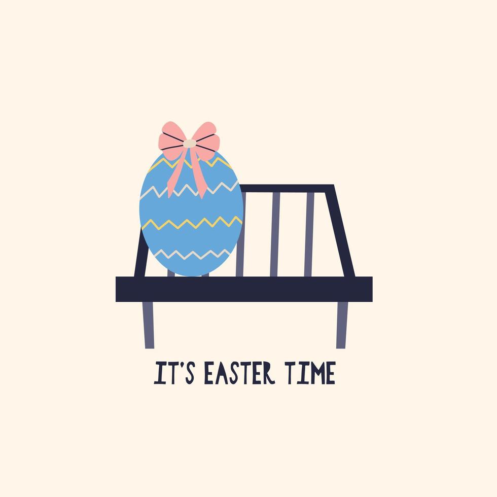 Easter Egg with a bow on a bench vector