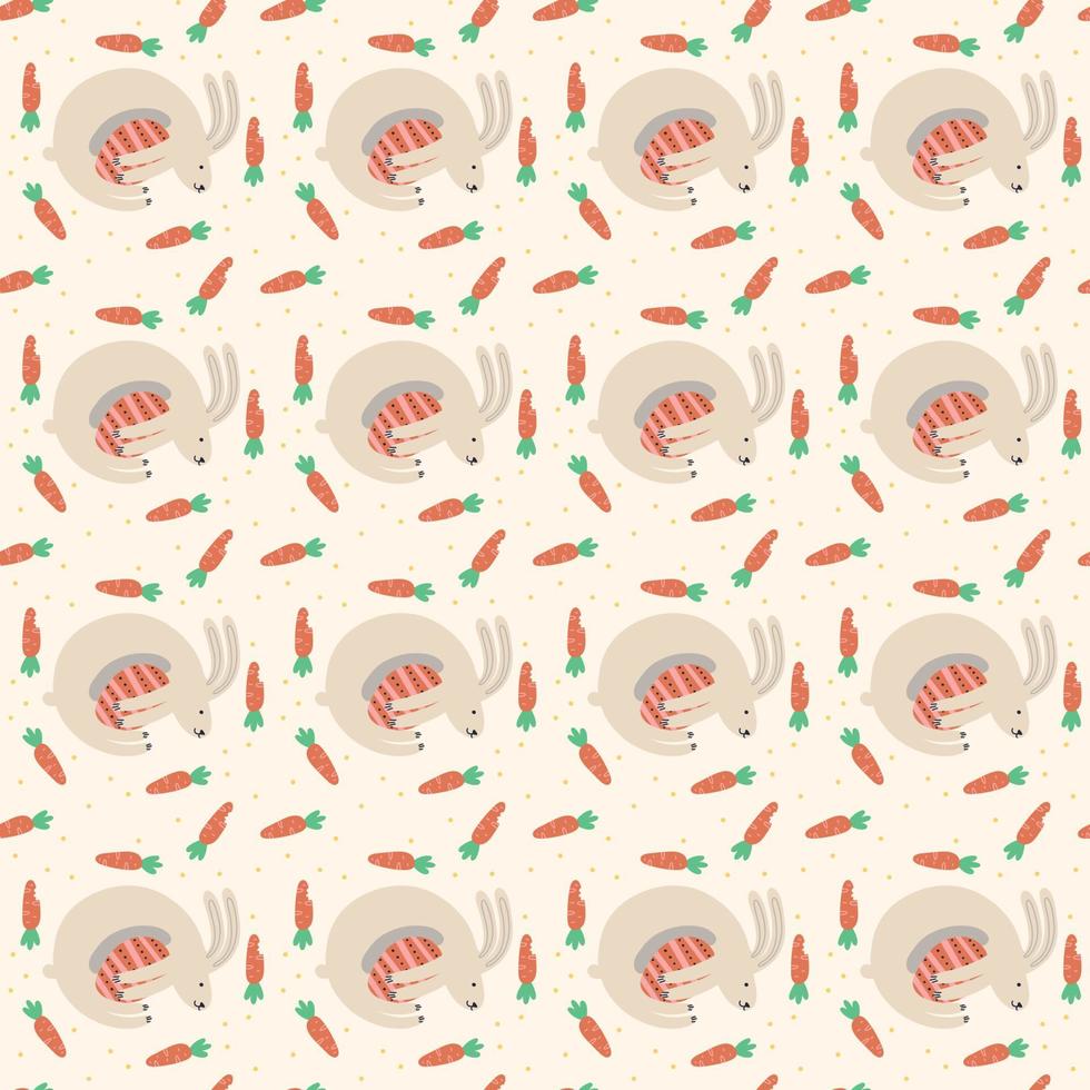 Cute bunny with carrots pattern vector
