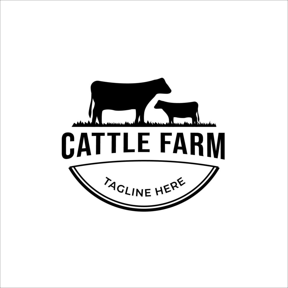 Vector vintage cattle animal farm logo design concept illustration idea