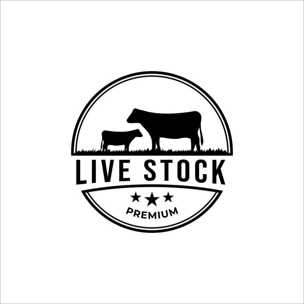 Vector vintage cattle animal farm logo design concept illustration idea