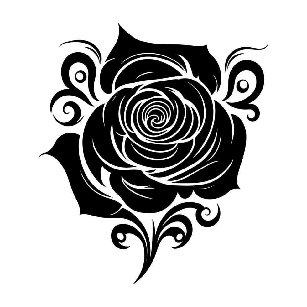 Elegant rose design element for versatile creative projects. Perfect for tattoos, embroidery, pyrography, and wall art. Decorative vector illustration, isolated.