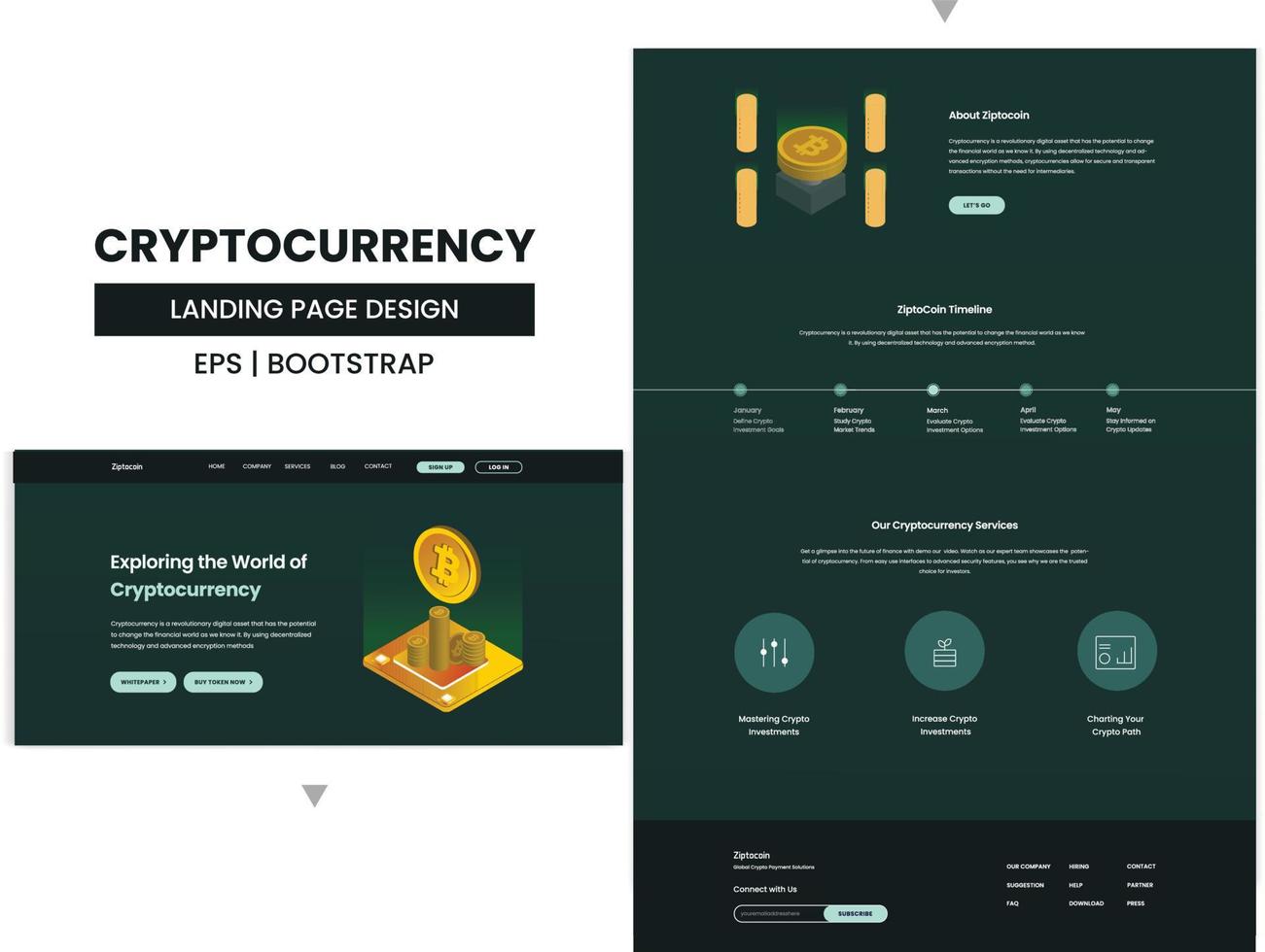 Cryptocurrency Landing Page Design vector