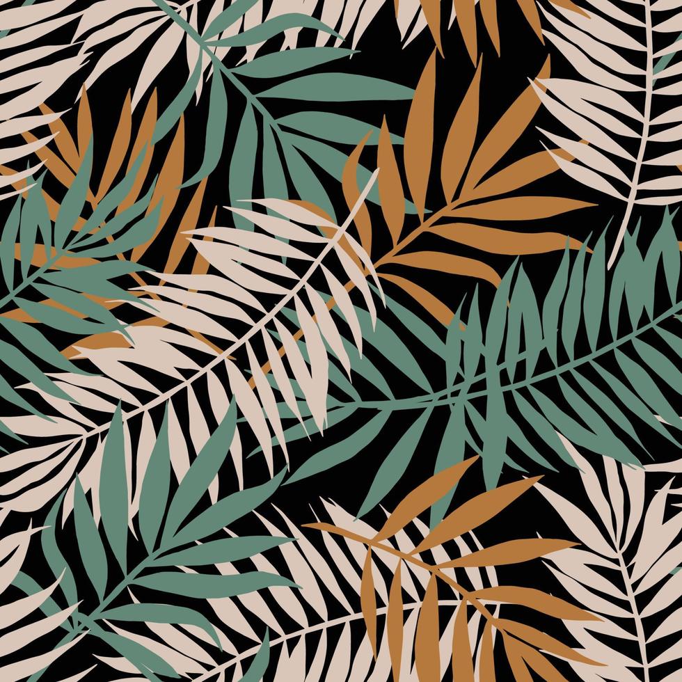 Abstract art vintage colors tropical line art leaves background vector. Wallpaper design with leaves shapes and scribble doodle linear leaf. vintage botanical floral pattern vector