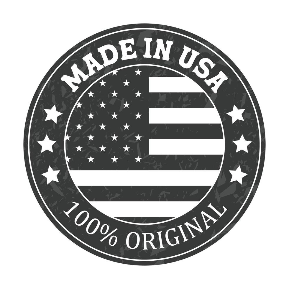 Made In USA 100 Percent Original Badge, Emblem, Seal, Label, Tag, Sticker, Made In The USA Badge, Premium Quality Product Vector Illustration With Grunge Texture